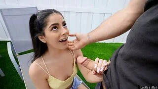 Angel Gostosa having fun while giving the brush man an remarkable blowjob